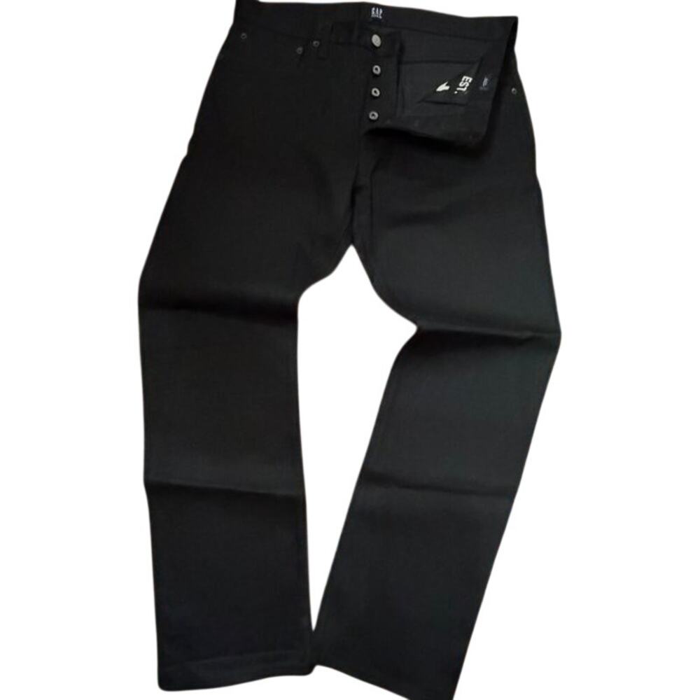 Gap 1969 Denim Button Fly Black Rinse Jeans Men 34x30 Straight Y2K Sustainable